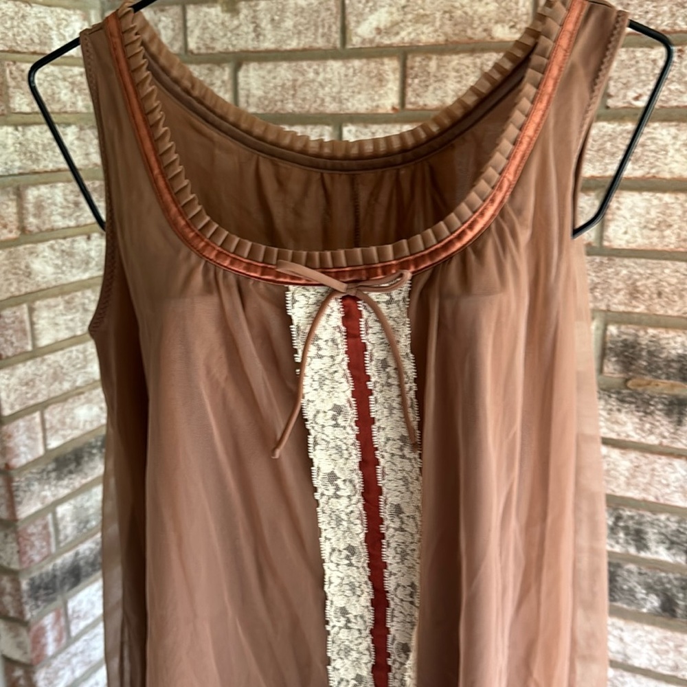 NOS 1960s Tosca Vintage Mocha Double Nylon 50s 60s Nightgown L Gown Oldstock